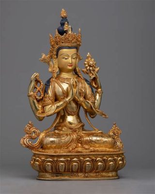 Offering of Avalokiteshvara Exquisite Gold Leaf Depiction and Sacred Symbolism