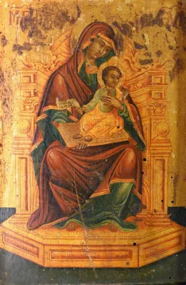 The Madonna and Child Enthroned with Saints -  A Byzantine Tapestry Woven With Divine Grace and Earthy Realism!