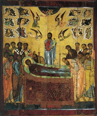 The Dormition of the Theotokos - A Breathtaking Glimpse into 17th Century Byzantine Iconography and Mystical Expression!